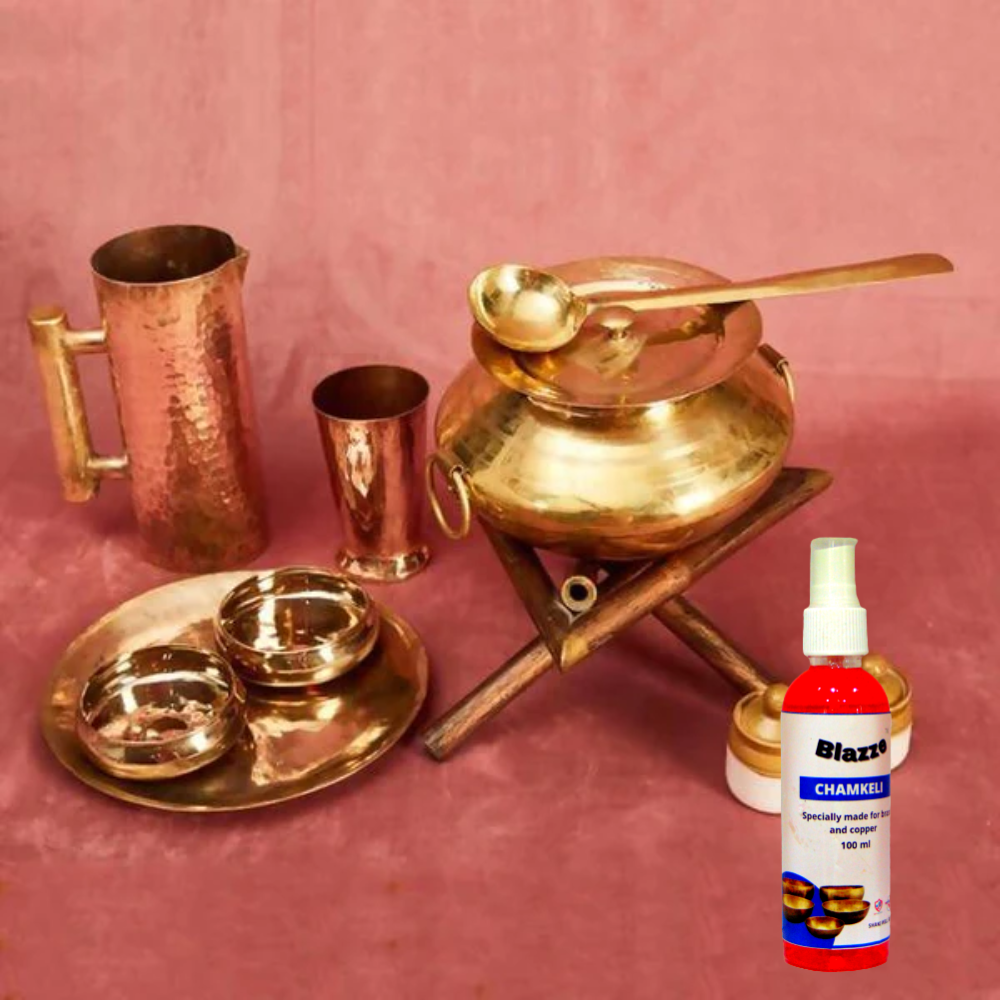 Blazze Chamkeli Brass and copper Non Acidic cleaner | safe on Hand | Gives shines like new | Non Polluting