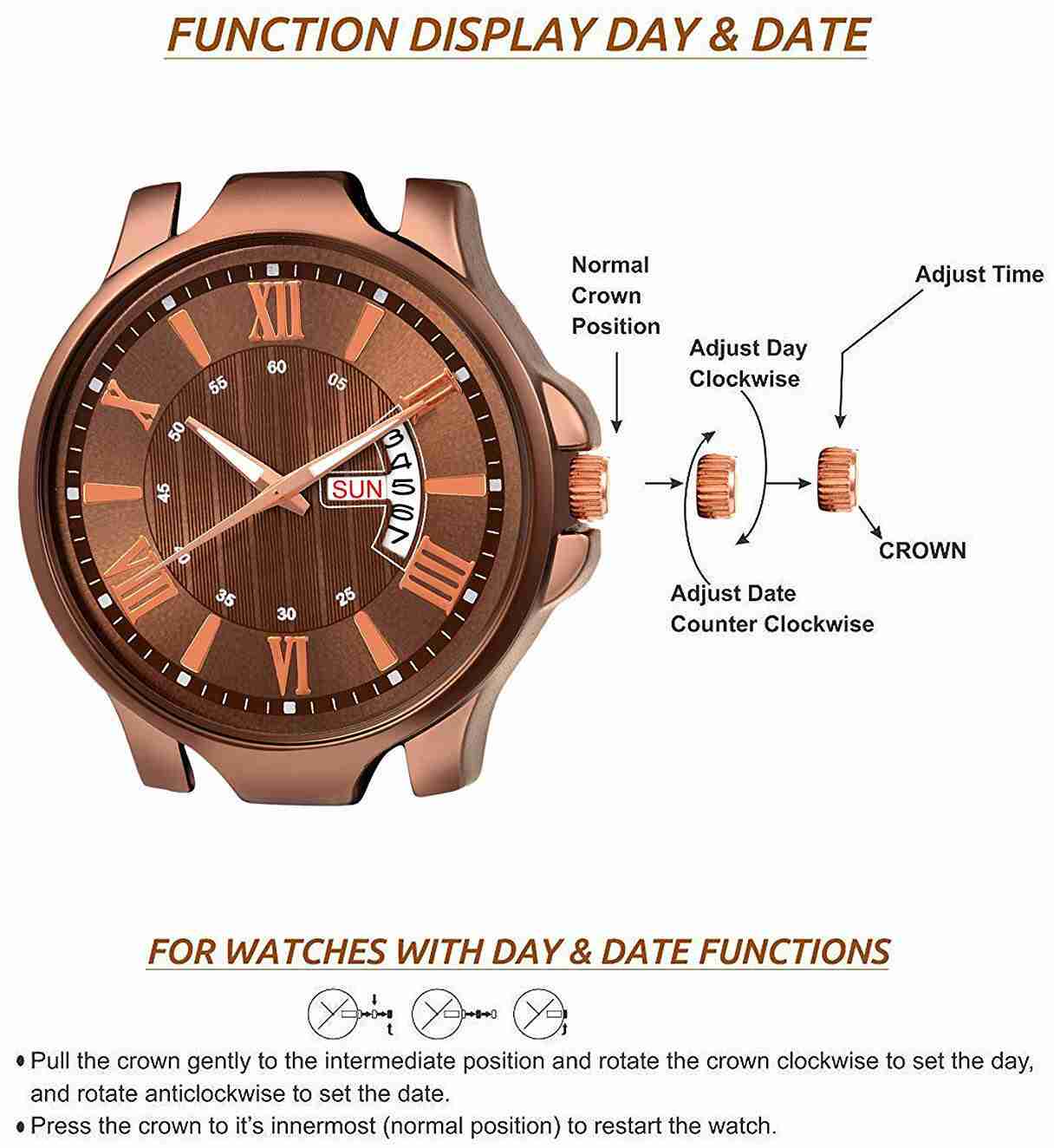 Genuine Leather Analog Quartz Sports Watch Water Resistant Brown Colour