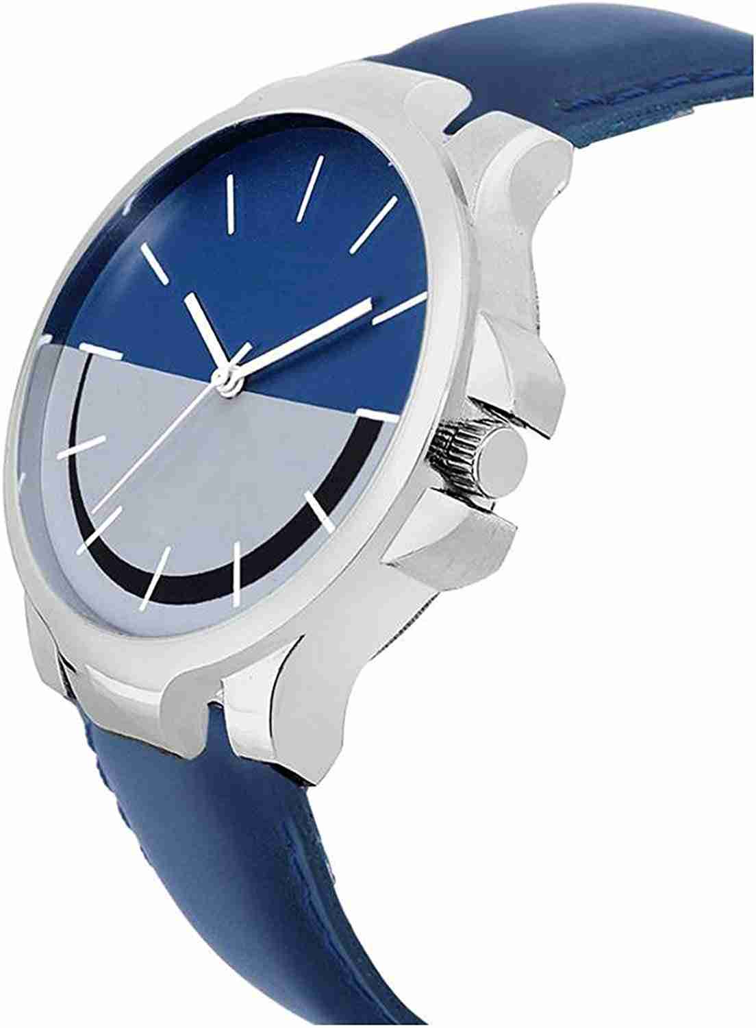 Genuine Leather Analog Quartz Sports Watch Water Resistant Blue Colour