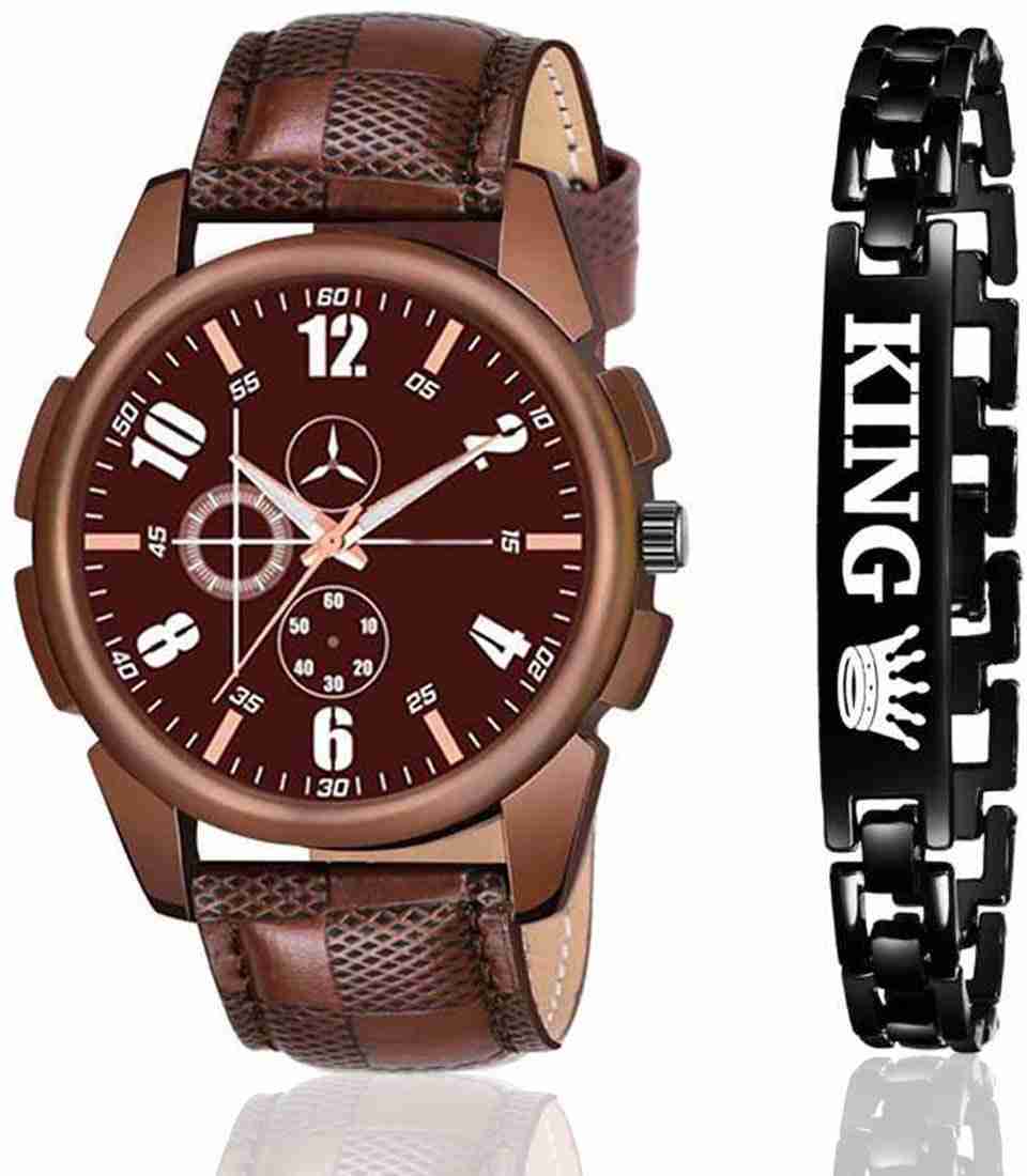 Genuine Leather Analog Quartz Sports Watch Water Resistant Brown Colour