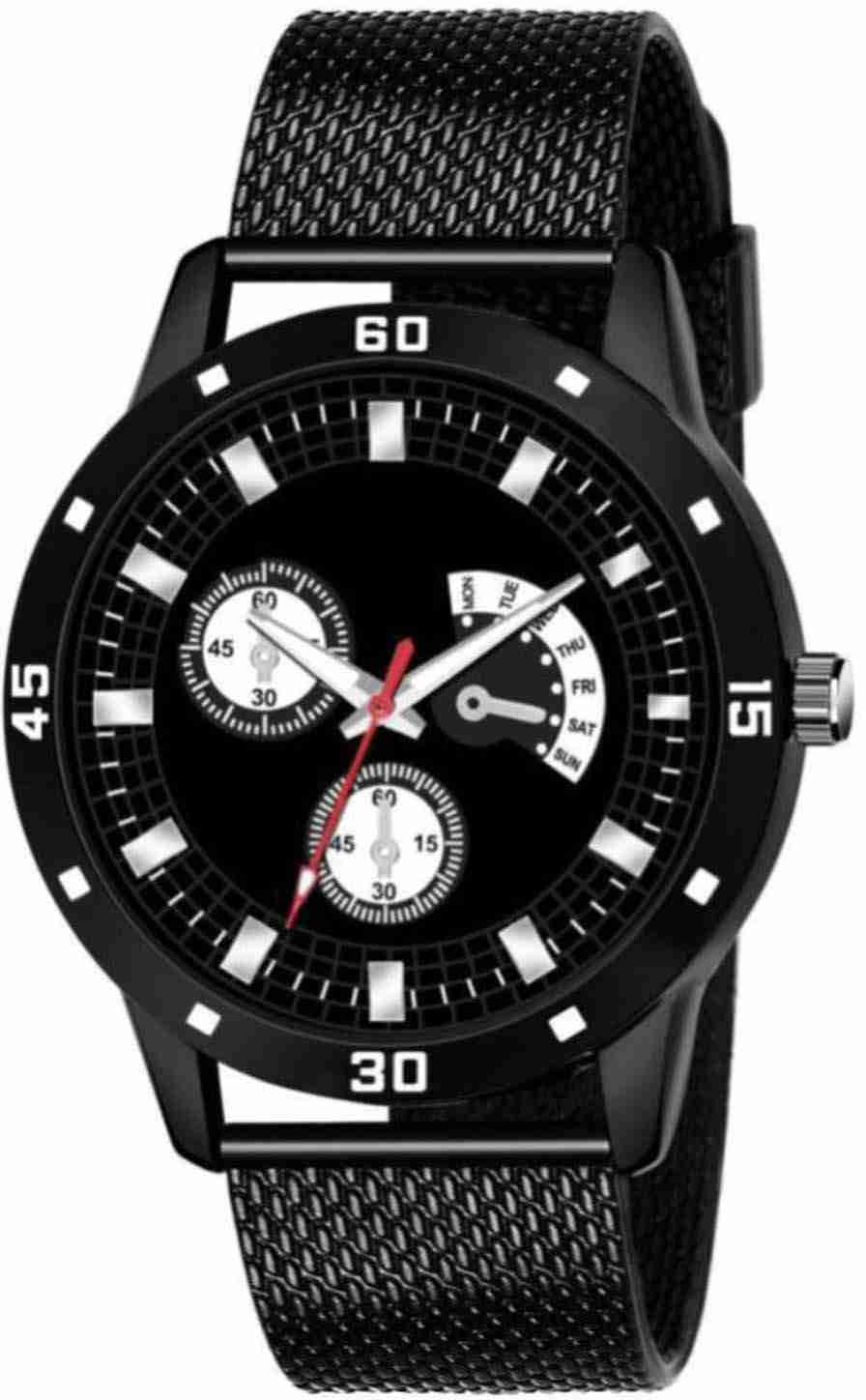 Silicone Analog Quartz Sports Watch Water Resistant Black Colour