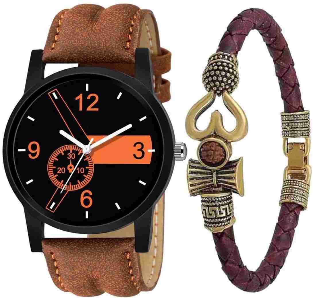 Genuine Leather Analog Quartz Sports Watch Water Resistant Brown Colour