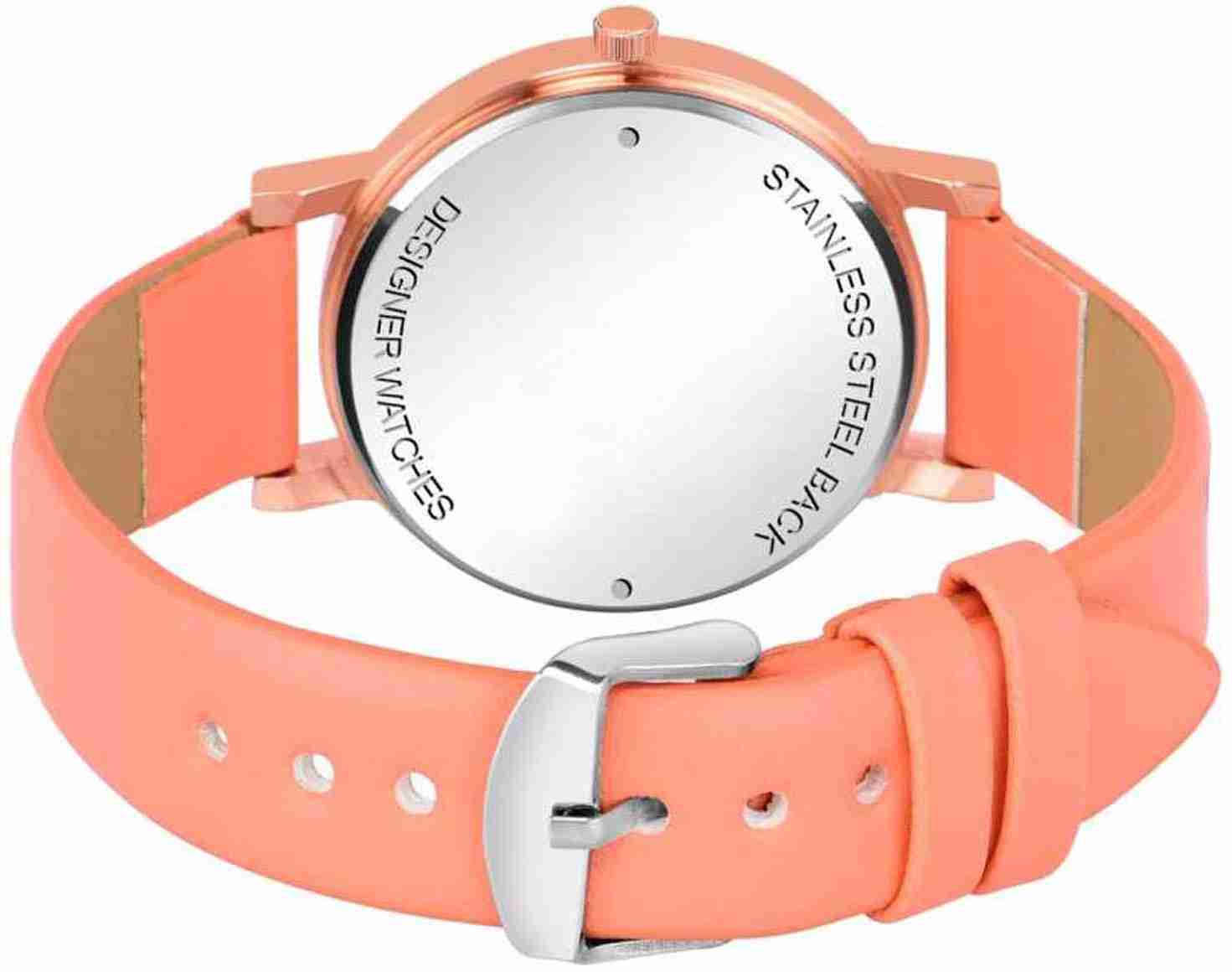 Synthetic Leather Analog Quartz Sports Watch Water Resistant Orange Colour