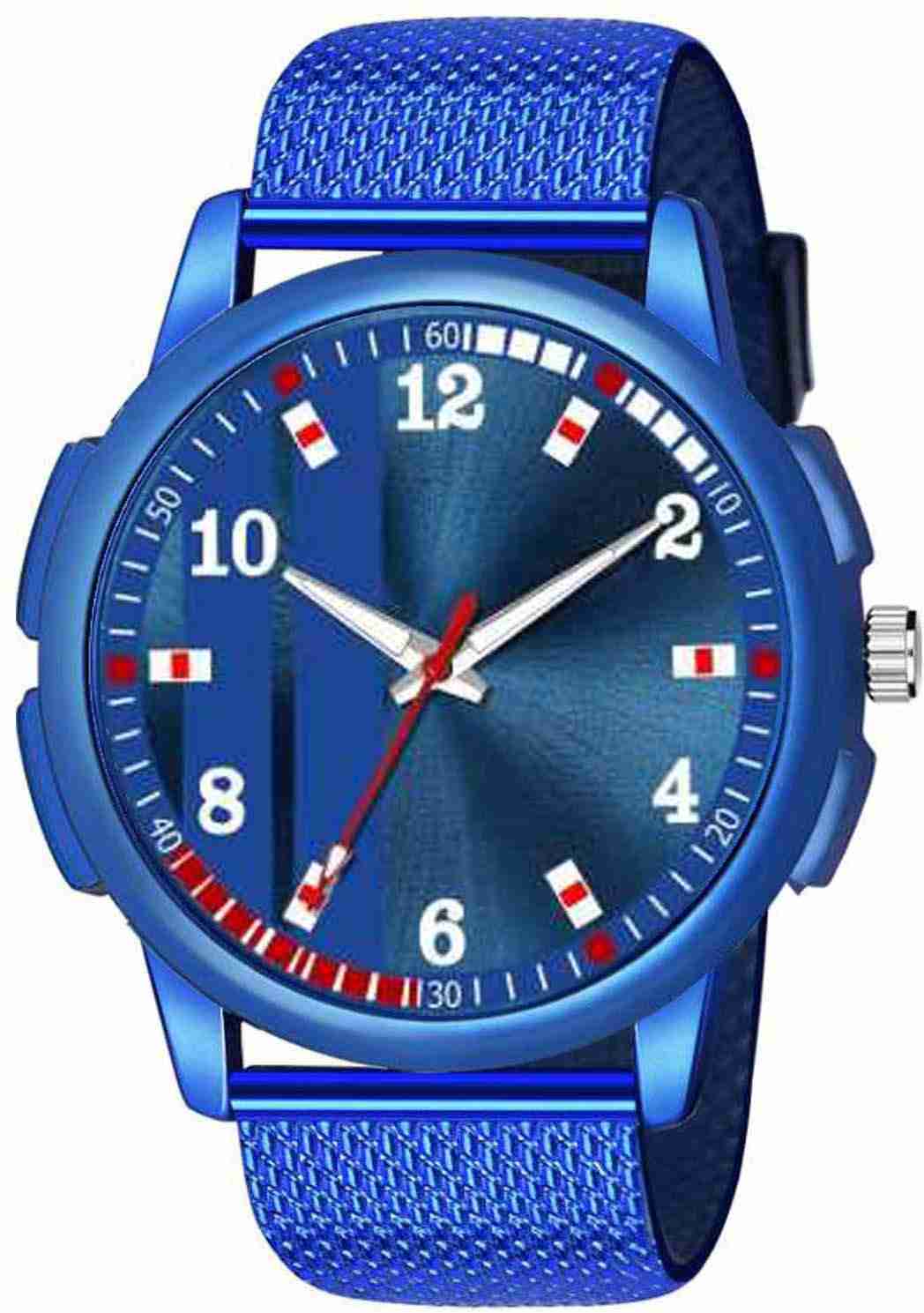 Silicone Analog Quartz Sports Watch Water Resistant Blue Colour