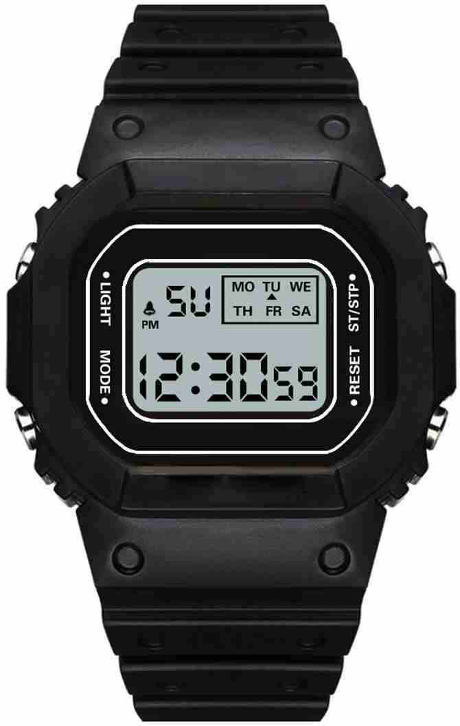 Silicone Digital Digital Sports Watch Water Resistant Purple::Black Colour