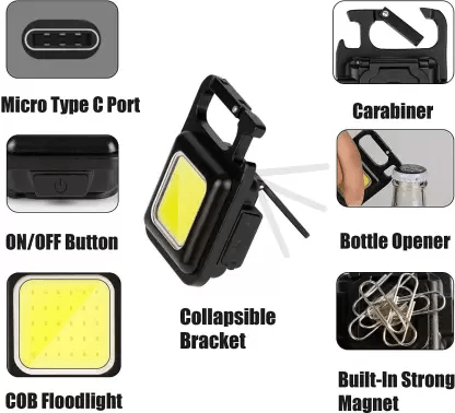 Rechargeable Multifunctional Keychain Emergency Light Keychain LED Spot Light  (Multicolor)