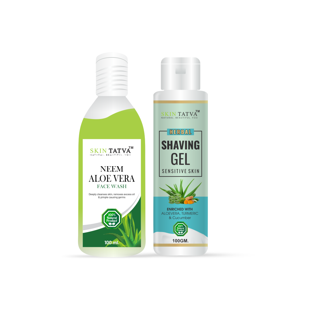 Skintatva HERBAL SHAVING GEL & NEEM ALOEVERA FACE WASH COMBO