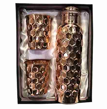 WithAgain Diamond Copper Bottle , One Bottle With Two Glass 