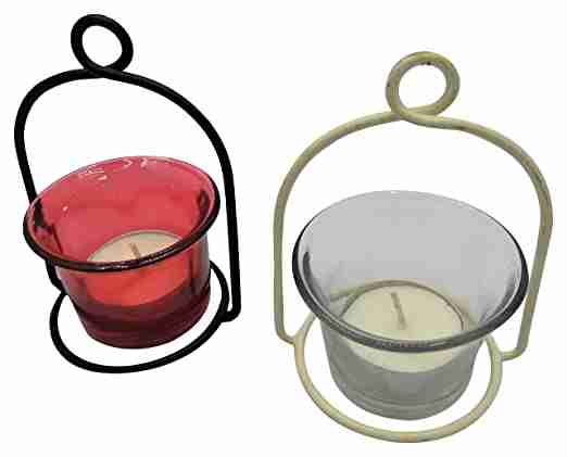 with Again Handmade Iron Candle Holder (18 cm x 18 cm x 18 cm, Pack of 2) 