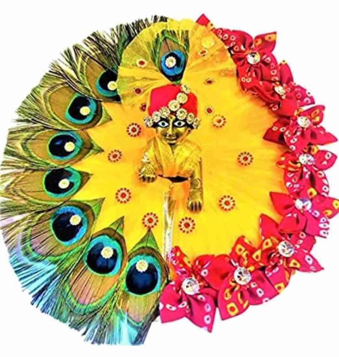 Beautiful yellow and red bhandej flower khana ji dress