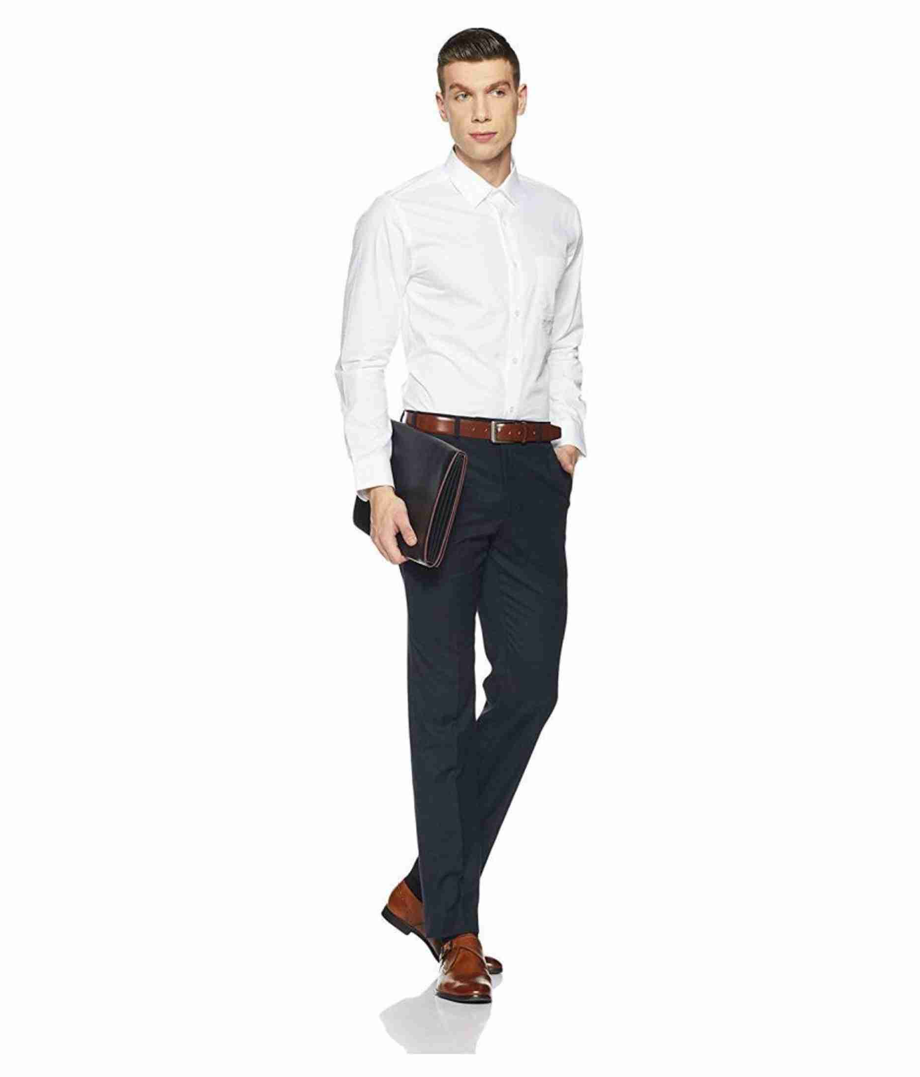 MAKHANCHOR White Regular Fit Formal Shirt