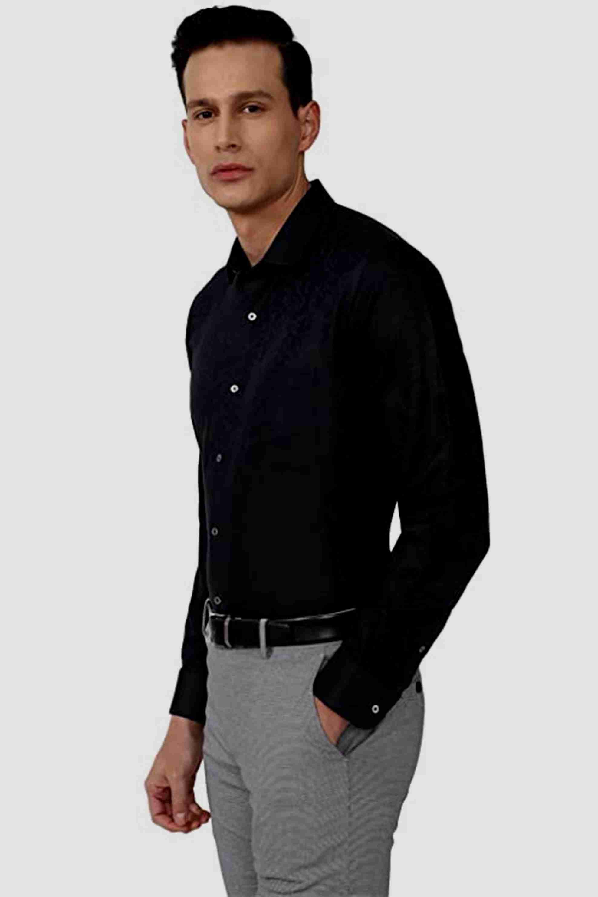 MAKHANCHOR Black Regular Fit Formal Shirt