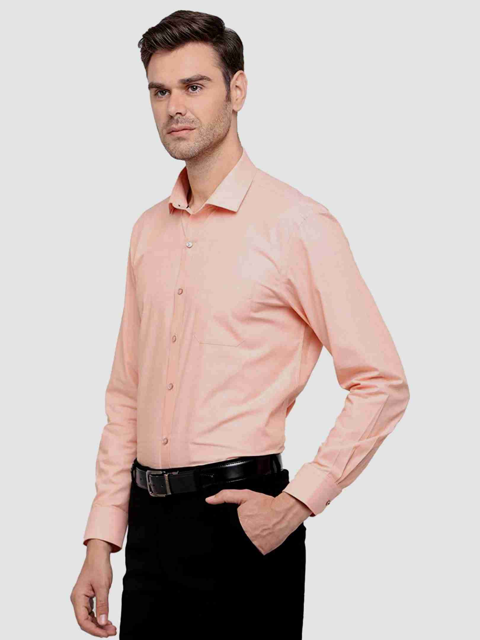 MAKHANCHOR Peach Regular Fit Formal Shirt