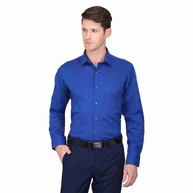 MAKHANCHOR Blue Regular Fit Formal Shirt