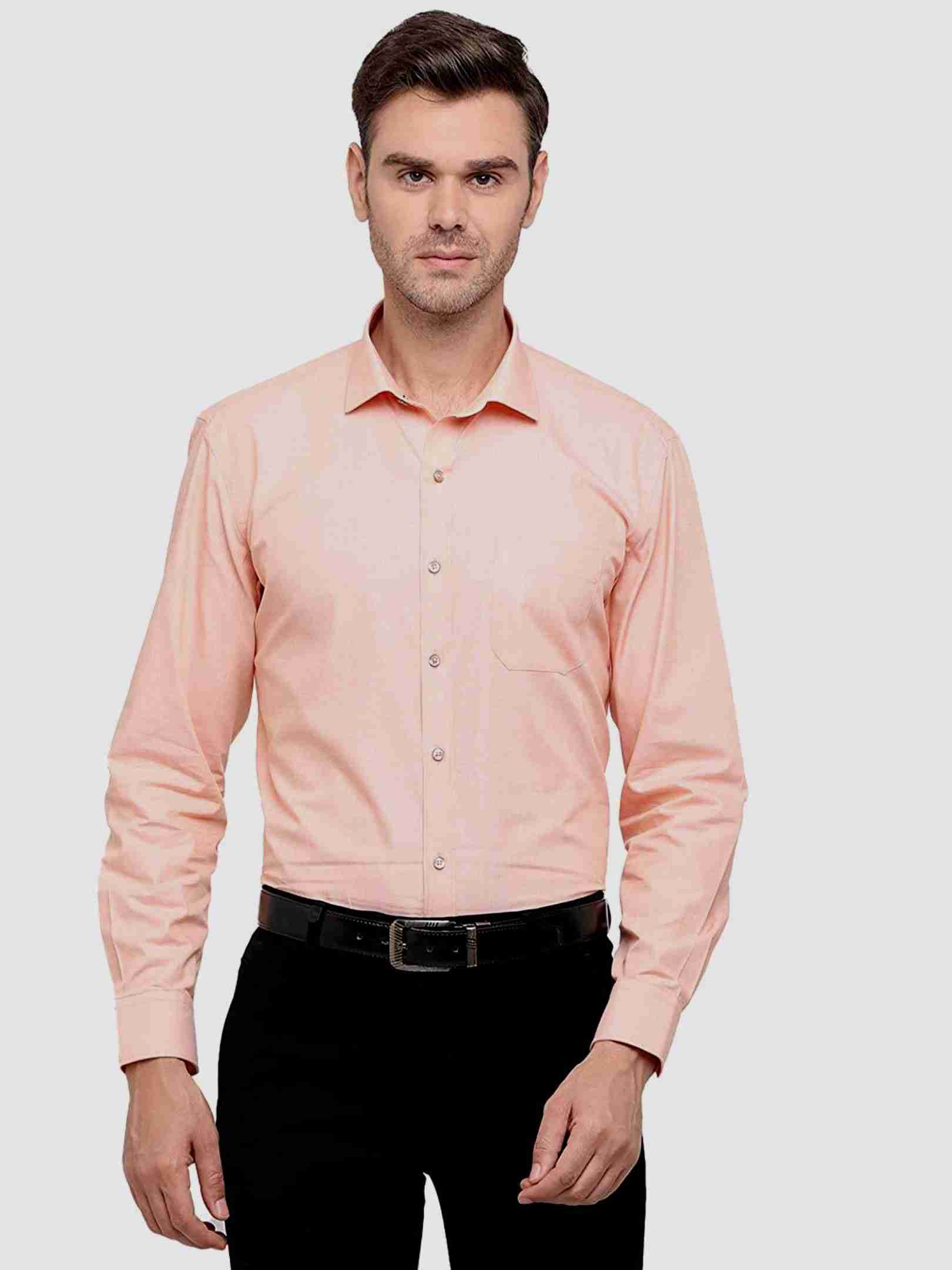 MAKHANCHOR Peach Regular Fit Formal Shirt