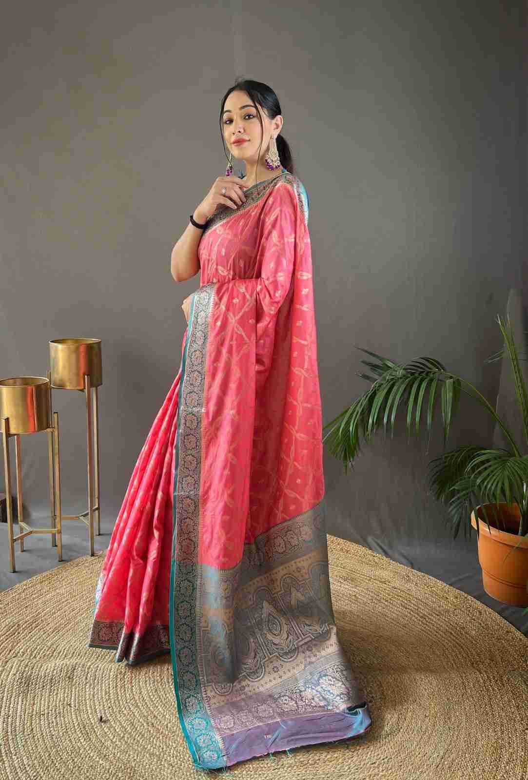 Beautiful silk saree with all over butties 