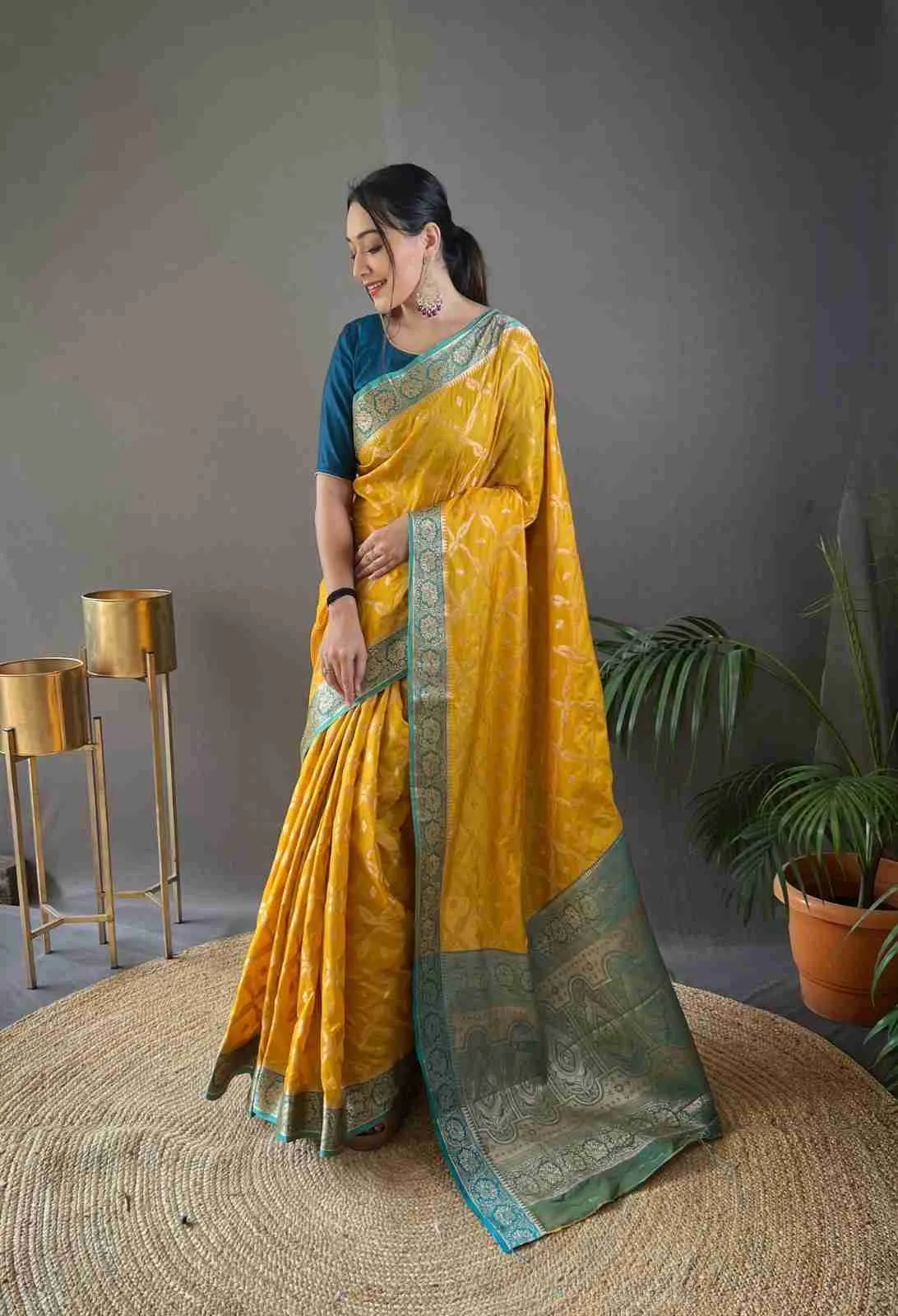 Beautiful silk saree with all over butties