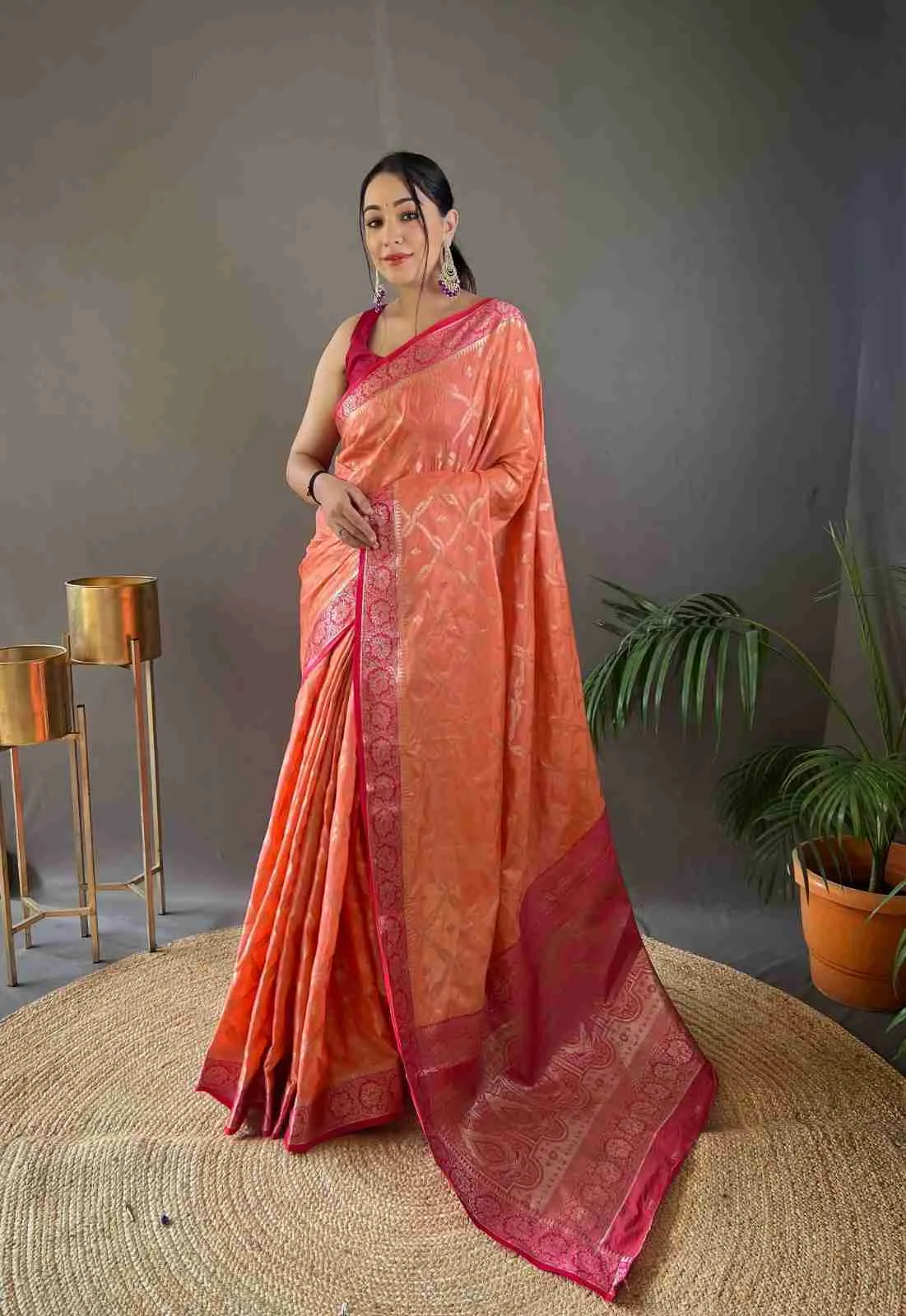 Beautiful silk saree with all over butties
