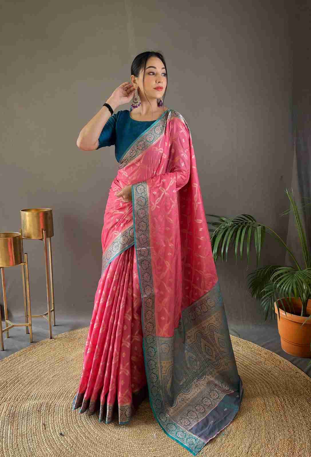 Beautiful silk saree with all over butties 