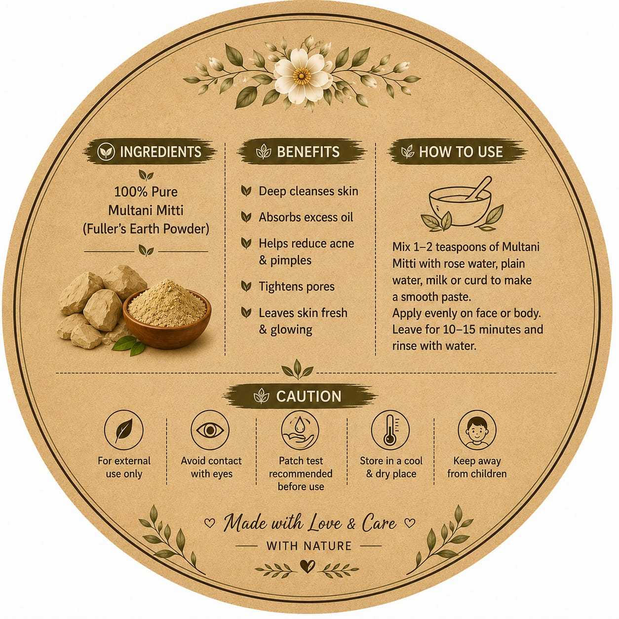 ARANYA NATURALS Pure Multani Mitti Powder 250g | Natural Face & Hair Pack 