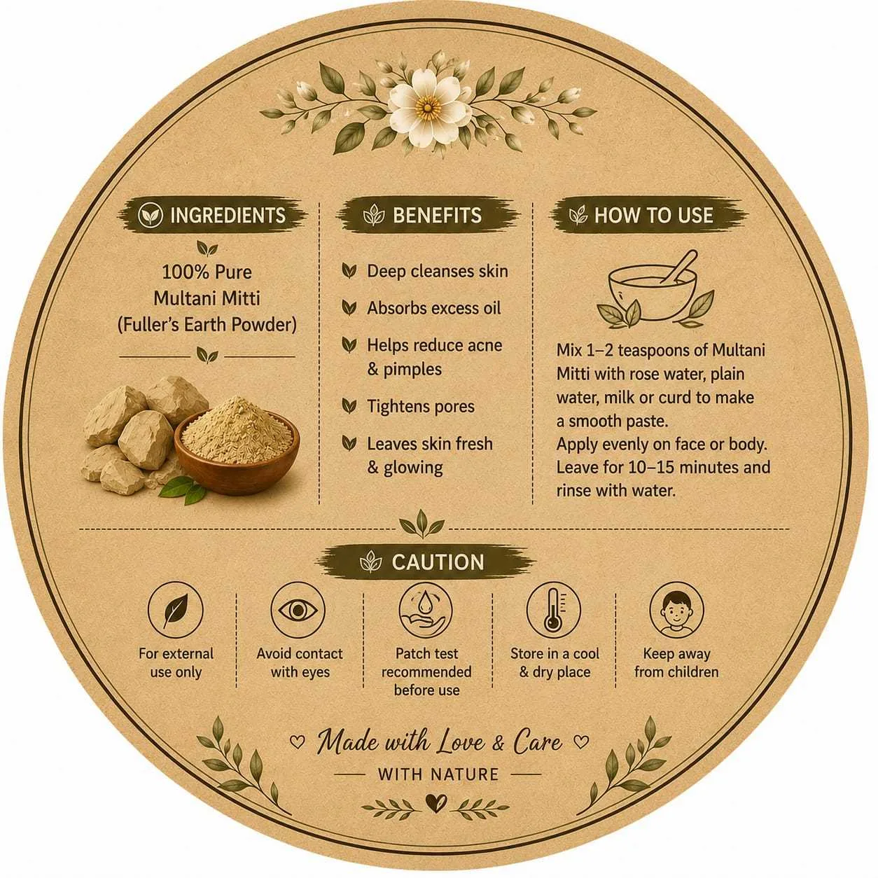 ARANYA NATURALS Pure Multani Mitti Powder 250g | Natural Face & Hair Pack