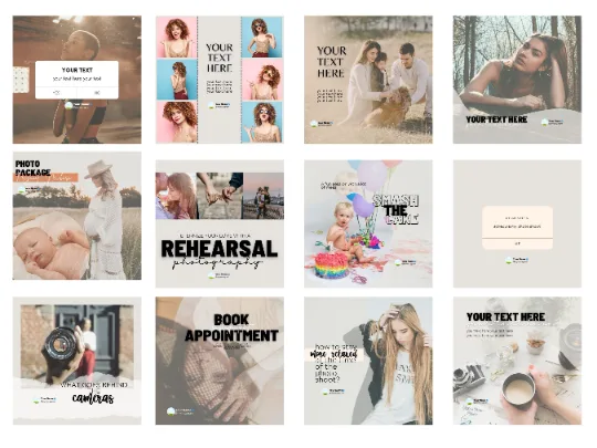 50 Instagram Posts for Photographers Editable in Canva For Marketing And Engagement, Can Be Used By Freelance Photographers