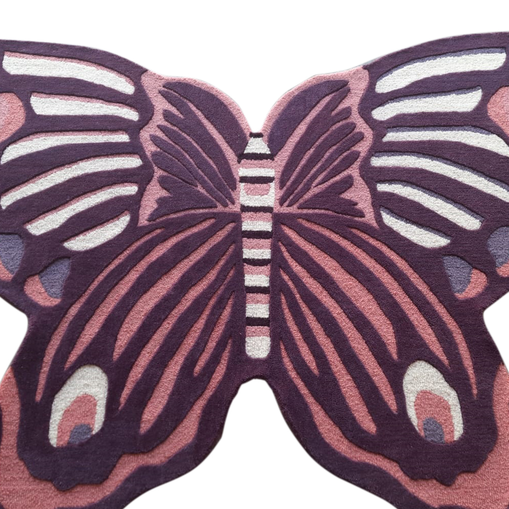 Multicolor Modern Butterfly Hand Tufted Rug